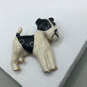 Vintage enamel terrier dog statement style brooch.